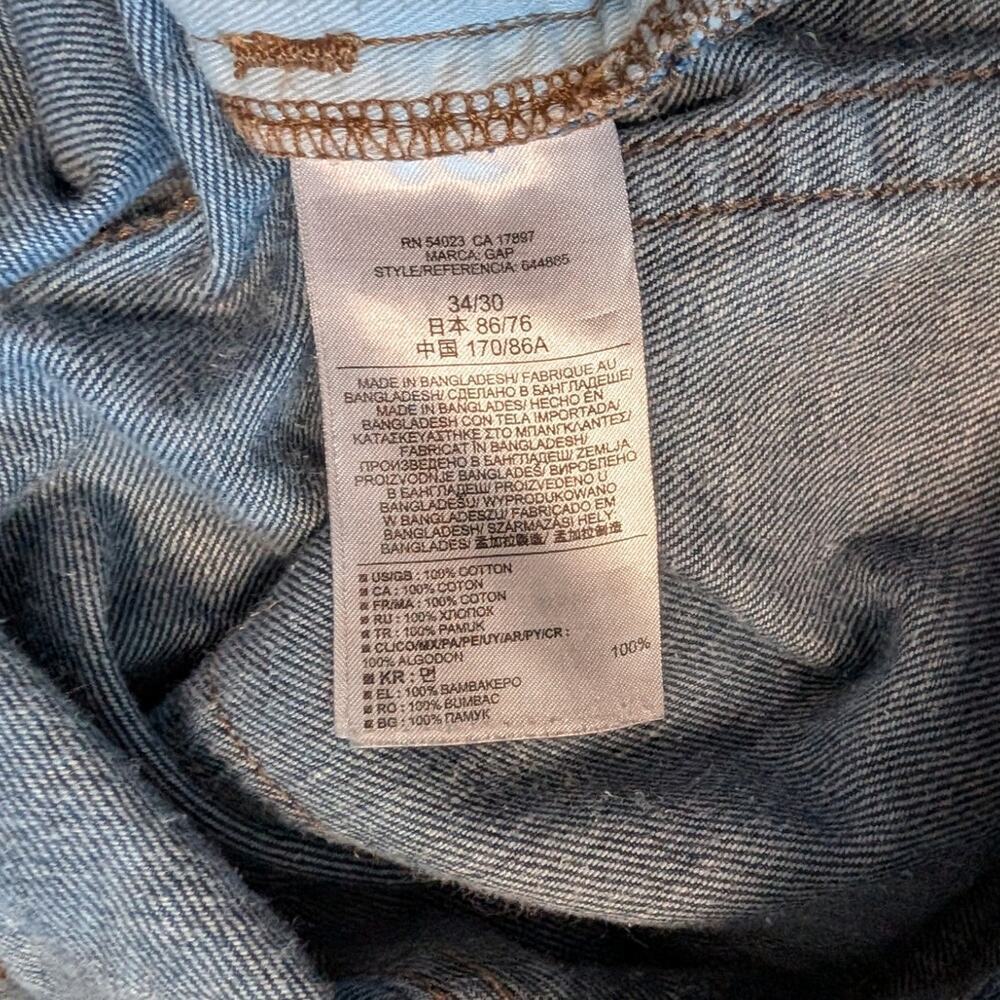 GAP 1969 StraighLeg; 100% Cotton, Men's Denim Jeans/Pants 34X30, Blue Denim - Picture 10 of 12